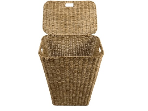 Custom-made Ultimate Seagrass Laundry Hamper with Lid and Cut-out Handles